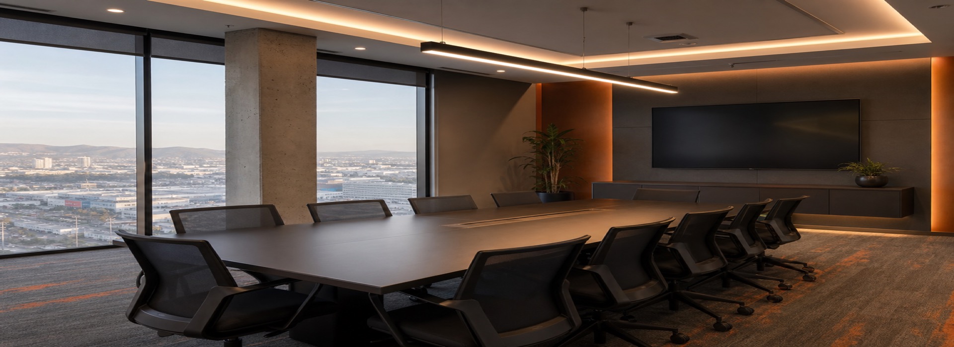 Sala de juntas empresarial para procesos administrativos B2B